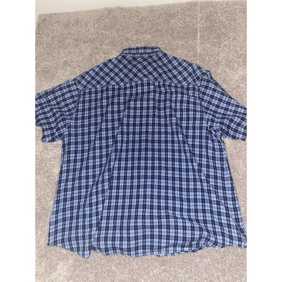 C.E.Schmidt Workwear Men's Short Sleeve Mens 3XL Button Shirt Blue Plaid Camp - Picture 9 of 9